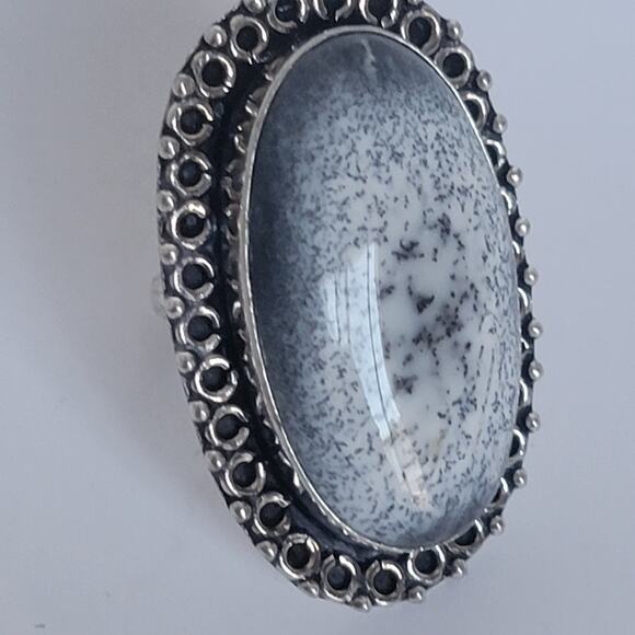 Handmade Sterling Silver Dendritic Agate Ring, Size 7.5 Natural Stone Jewelry - Picture 12 of 14